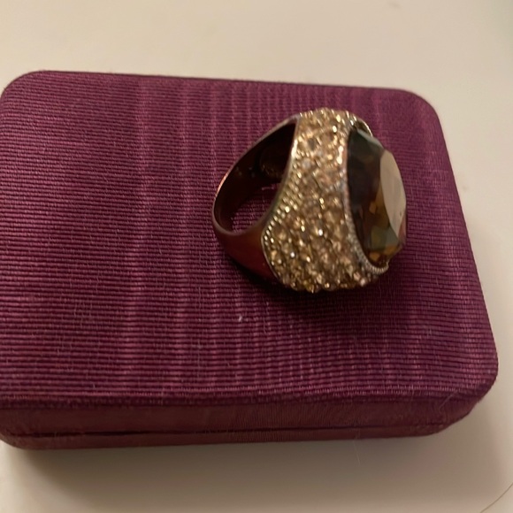 Mens/Womens Brown Stone & Gold Gems Oval Dome Ring 10 - Picture 2 of 5